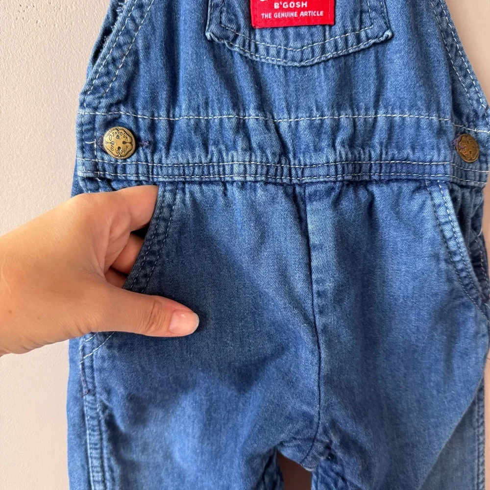 Vintage Osh Kosh‎ B’Gosh Baby Red Green Plaid Flannel Denim Overalls 6-9 months